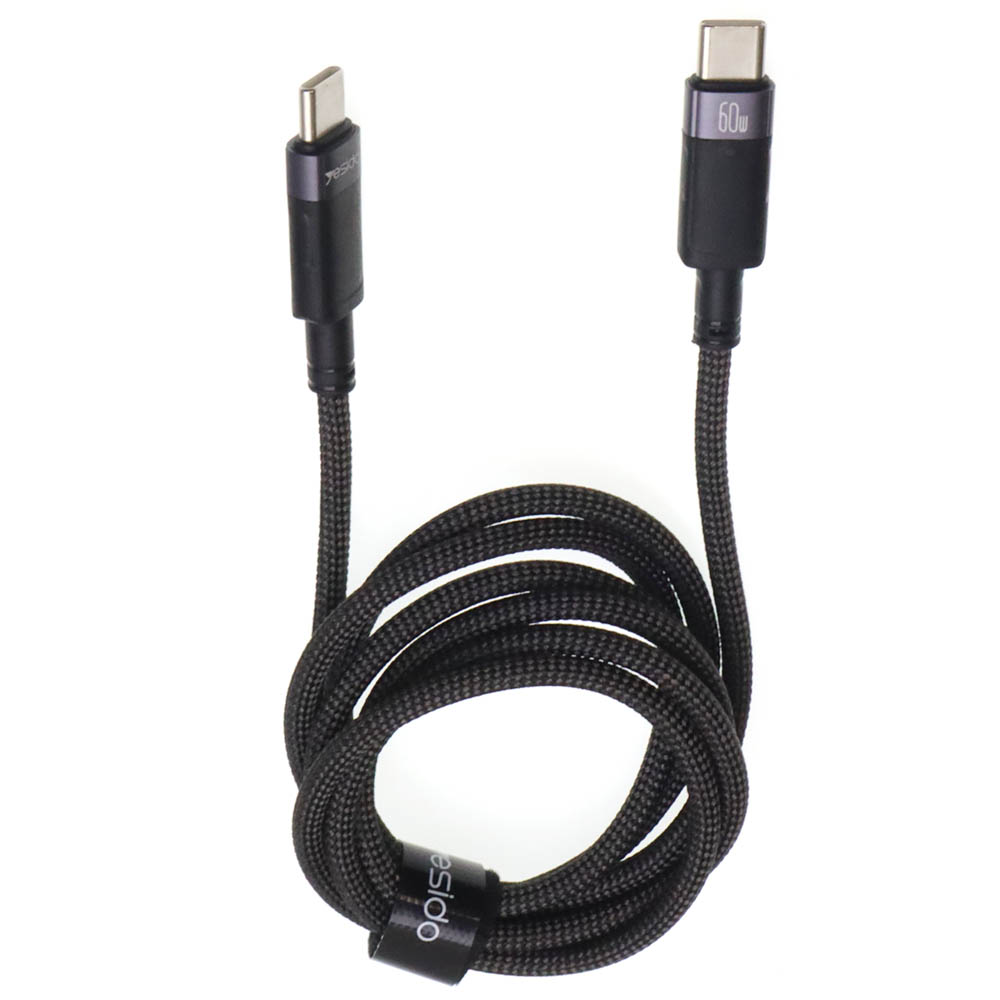 Кабель YESIDO CA160 USB Type C на USB Type C, 60W, длина 1.2 метра, цвет черный Кабель YESIDO CA160 USB Type C на USB Type C, 60W, длина 1.2 метра, цвет черный