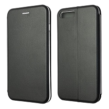 Чехол книжка для APPLE iPhone 8 Plus, экокожа, визитница, цвет черный.