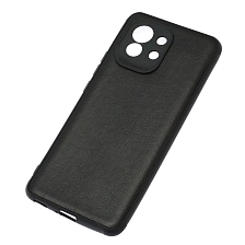 Чехол накладка для XIAOMI Mi 11, силикон, текстура кожи, цвет черный