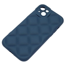 Чехол накладка для APPLE iPhone 14 Plus (6.7"), силикон, 3D ромб, цвет темно синий