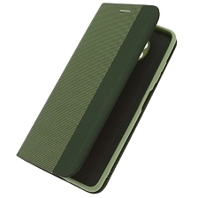 Чехол книжка MESH для XIAOMI POCO X3, POCO X3 Pro, текстиль, силикон, бархат, визитница, цвет зеленый