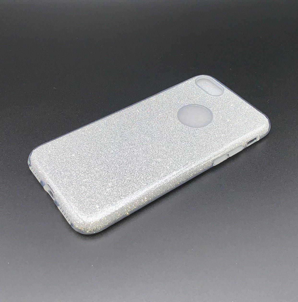 Чехол накладка Shine для APPLE iPhone 7, 8, силикон, блестки, цвет серебристый.