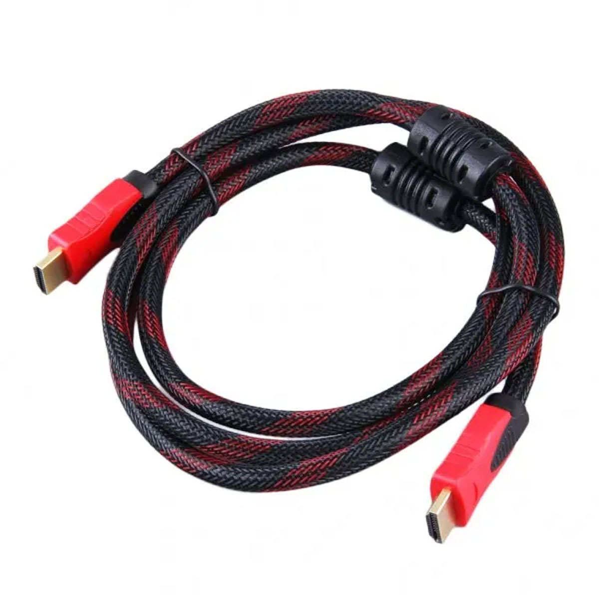 Кабель HDMI - HDMI, в нейлоновой армированной оплетке, длина 3 метра, цвет черно красный
