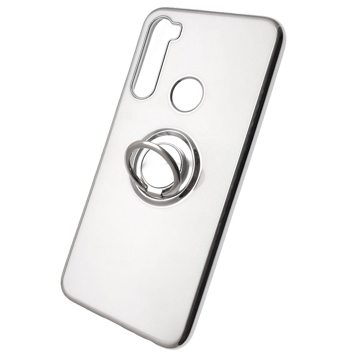 Чехол накладка для XIAOMI Redmi Note 8, силикон, кольцо держатель, цвет белый.