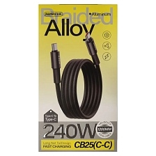 Кабель REMAX CB25 USB Type C на USB Type C, 240W, 5A, длина 1.2 метра, цвет черный