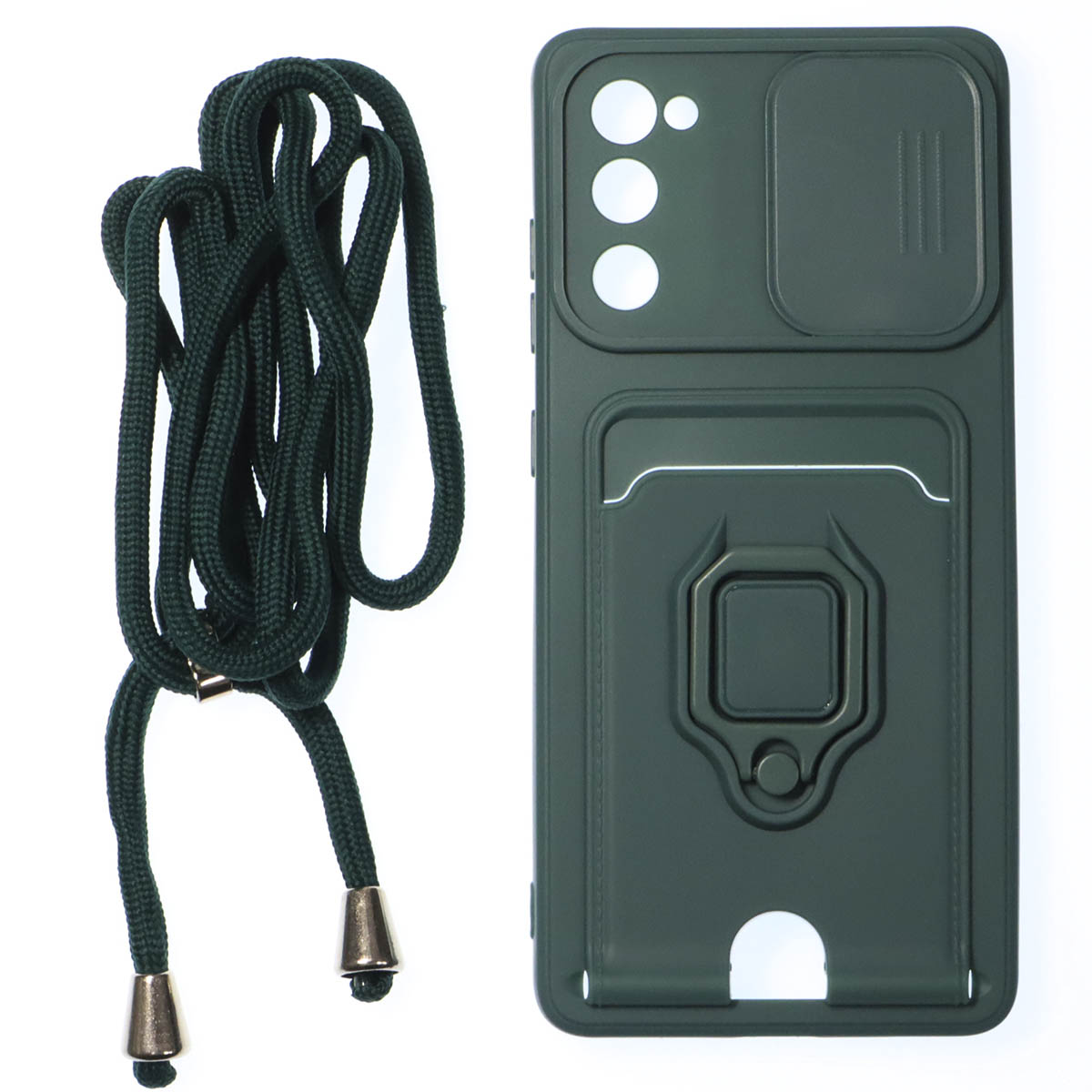 Чехол накладка MULTI FUNCTION 4 в 1 для SAMSUNG Galaxy S20 FE (SM-G780), цвет темно зеленый