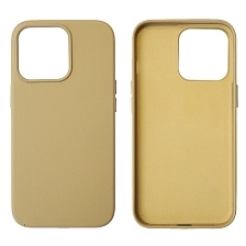 Чехол накладка Leather Case для APPLE iPhone 13 Pro, силикон, бархат, экокожа, цвет желто бежевый