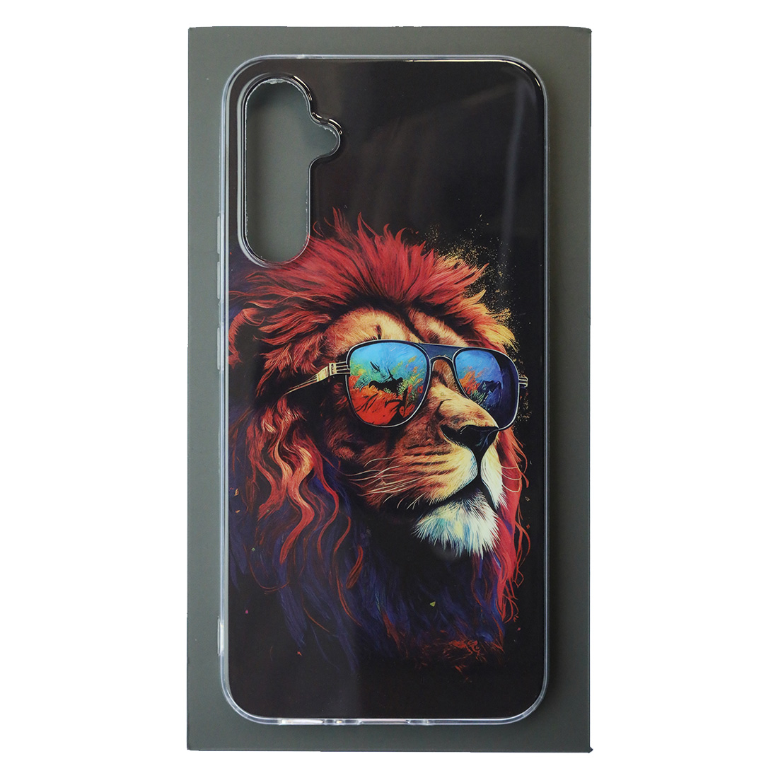 Чехол накладка для SAMSUNG Galaxy A34 5G, силикон, глянцевый, рисунок Лев в очках