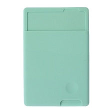 Чехол картхолдер с клеящейся оборотной стороной на смартфон для банковских карт, силикон, цвет светло бирюзовый