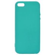 Чехол накладка для APPLE iPhone 5, 5G, 5S, SE, силикон, цвет бирюзовый.