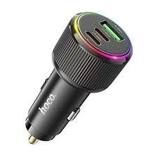 АЗУ (Автомобильное зарядное устройство) HOCO NZ17 Avant-garde, 75W, 2 USB Type C, 1 USB A, PD45W, QC3.0, Led подсветка, цвет черный