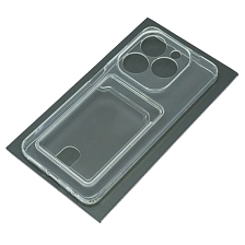Чехол накладка CARD CASE для TECNO Spark GO 2024, POP 8, защита камеры, силикон, отдел для карт, цвет прозрачный
