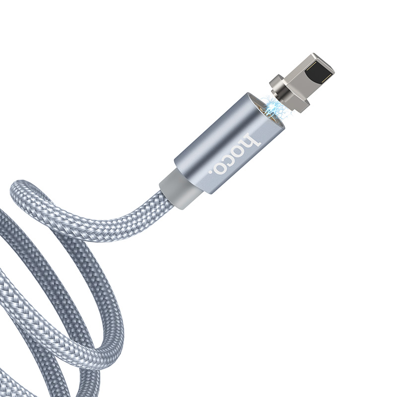 HOCO U40A магнитный кабель-USB magnetic adsorption Lightning 8-pin, 1.2 метра, цвет графитовый металл | Все по 150