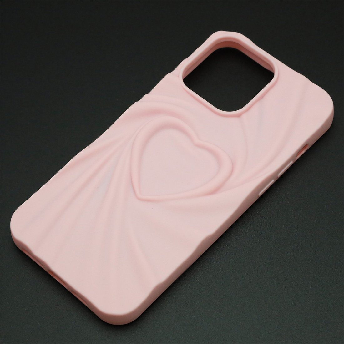 Чехол накладка для APPLE iPhone 15 Pro Max, силикон, 3D сердце, цвет розовый