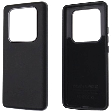 Чехол накладка для XIAOMI Redmi Note 14 Pro 4G, силикон, пластик, текстура кожи, бархат, цвет черный