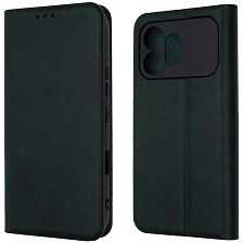 Чехол книжка для Honor 600, защита камеры, экокожа, силикон, бархатная подложка, визитница, цвет темно зеленый
