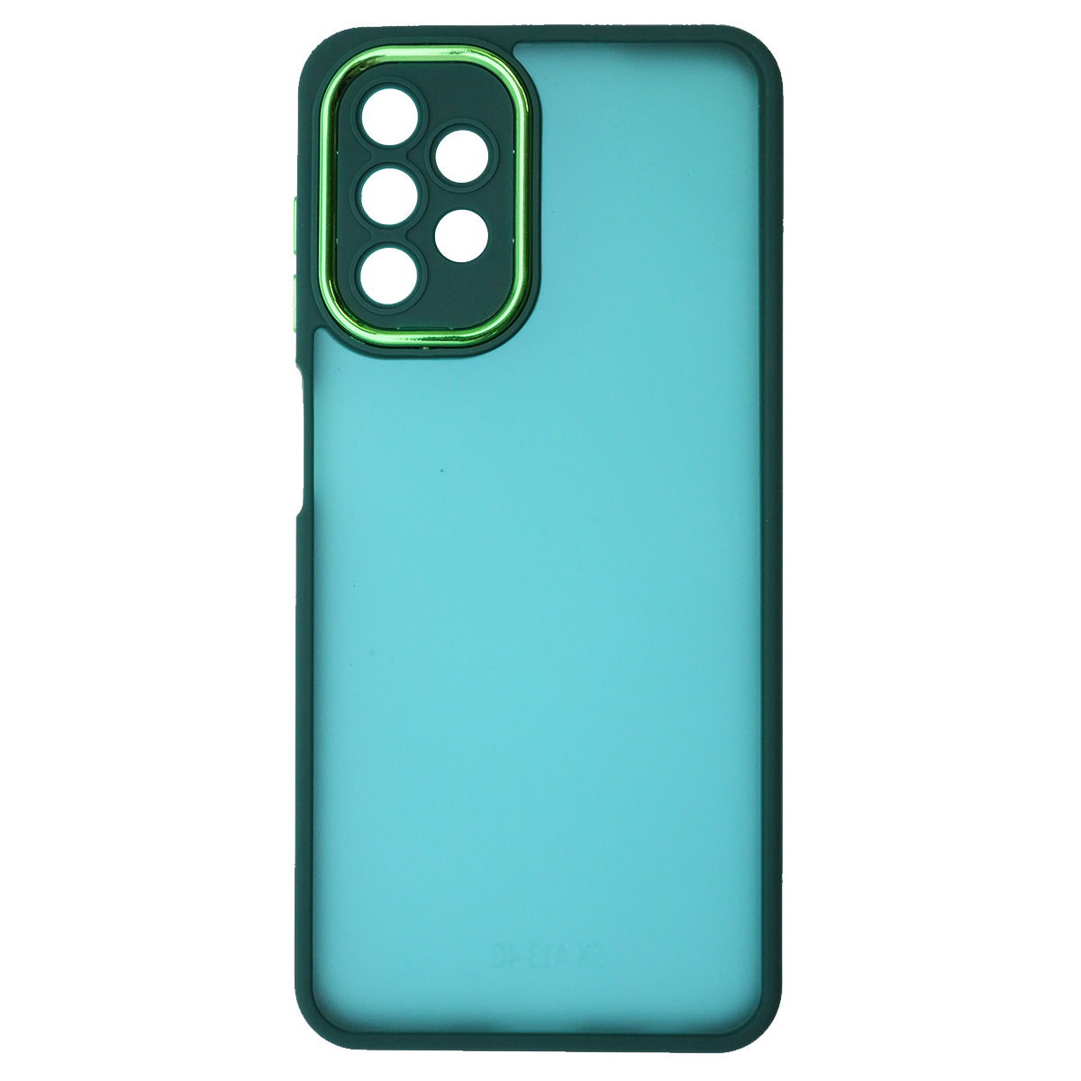 Чехол накладка KING для SAMSUNG Galaxy A13 4G, силикон, пластик, защита камеры, цвет окантовки темно зеленый