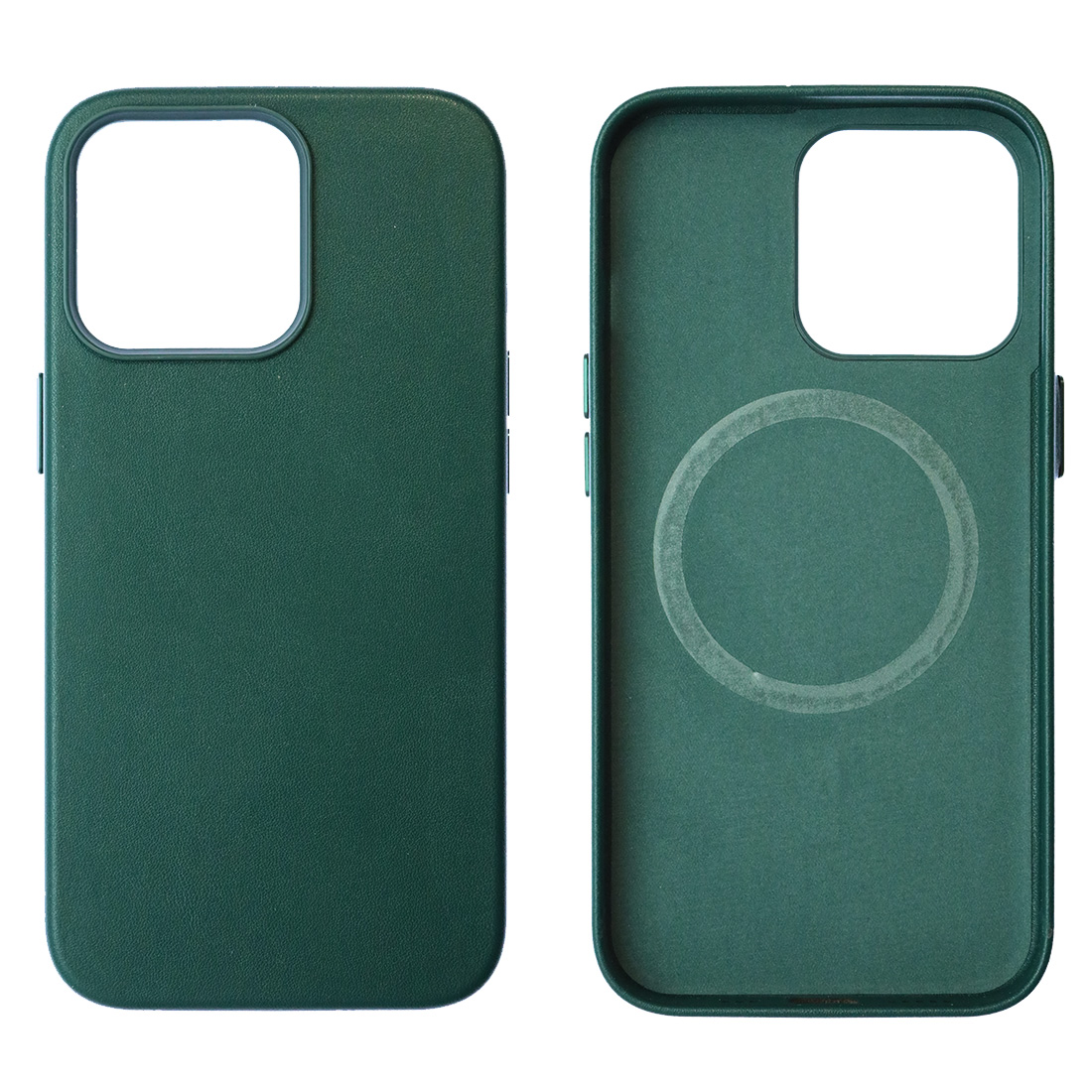 Чехол накладка Leather Case с поддержкой MagSafe для APPLE iPhone 13 Pro, силикон, бархат, экокожа, цвет темно зеленый Чехол накладка Leather Case с поддержкой MagSafe для APPLE iPhone 13 Pro, силикон, бархат, экокожа, цвет темно зеленый