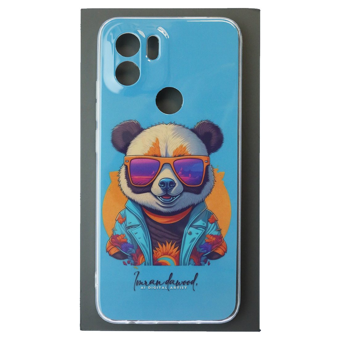 Чехол накладка для XIAOMI Redmi A1 Plus, Redmi A2 Plus, POCO C51, защита камеры, силикон, глянцевый, рисунок Панда в очках