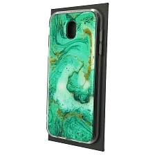 Чехол накладка для SAMSUNG Galaxy J5 2017 (SM-J530), силикон, глянцевый, блестки, рисунок Морская бирюза