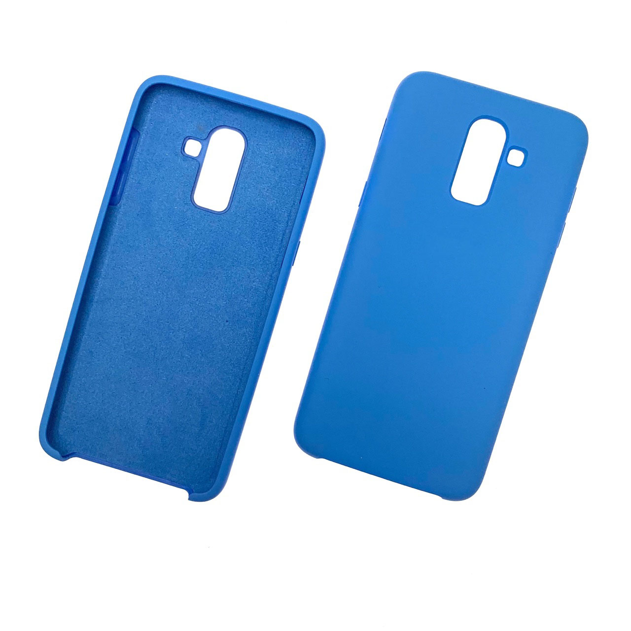 Чехол накладка Silicon Cover для SAMSUNG Galaxy J8 (SM-J800F), силикон, бархат, цвет светло синий.