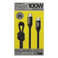 Кабель REMAX CB36 (C-C) USB Type C на USB Type C, 100W, длина 1.2 метра, цвет черный