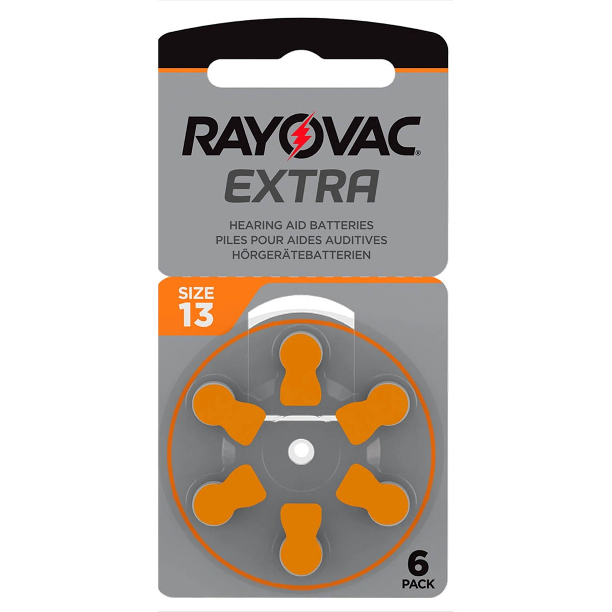 Батарейка для слуховых аппаратов RAYOVAC Extra, ZA13 (PR48,AC13,DA13), BL6, 1.45V