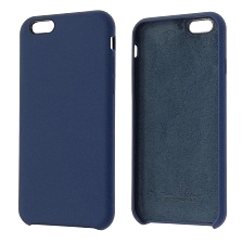 Чехол накладка Silicon Case для APPLE iPhone 6, 6G, 6S, силикон, бархат, цвет черно синий