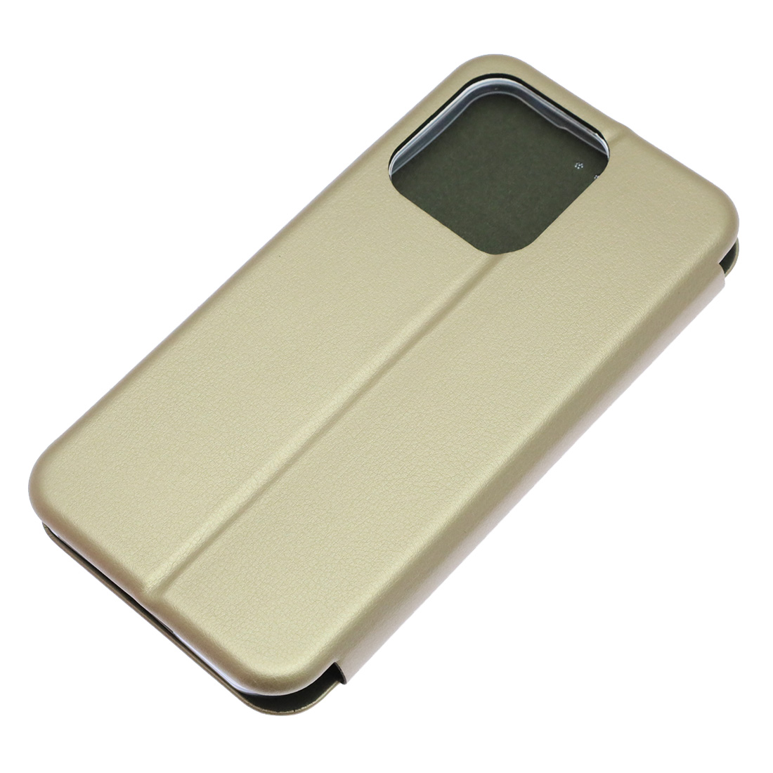 Чехол книжка STYLISH для Realme 15T, силикон, экокожа, визитница, цвет золотистый