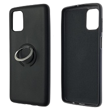 Чехол накладка RING для SAMSUNG Galaxy M51 (SM-515) силикон, бархат, кольцо держатель, цвет черный