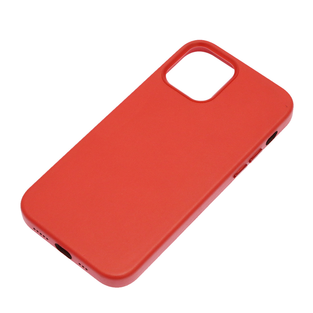Чехол накладка Leather Case с поддержкой MagSafe для APPLE iPhone 12 Pro, силикон, бархат, экокожа, цвет красный