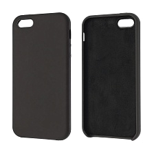 Чехол накладка Silicon Case для APPLE iPhone 5,  iPhone 5S, iPhone SE, силикон, бархат, цвет темно серый
