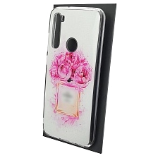 Чехол накладка для XIAOMI Redmi Note 8, силикон, глянцевый, блестки, рисунок Шанель номер 5 Paris Parfum