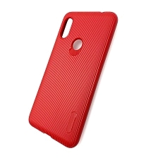 Чехол накладка Cherry для XIAOMI Redmi Note 6 Pro, силикон, полоски, цвет темно красный.
