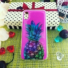 Чехол накладка для APPLE iPhone X, XS, силикон, рисунок ананас цветной.