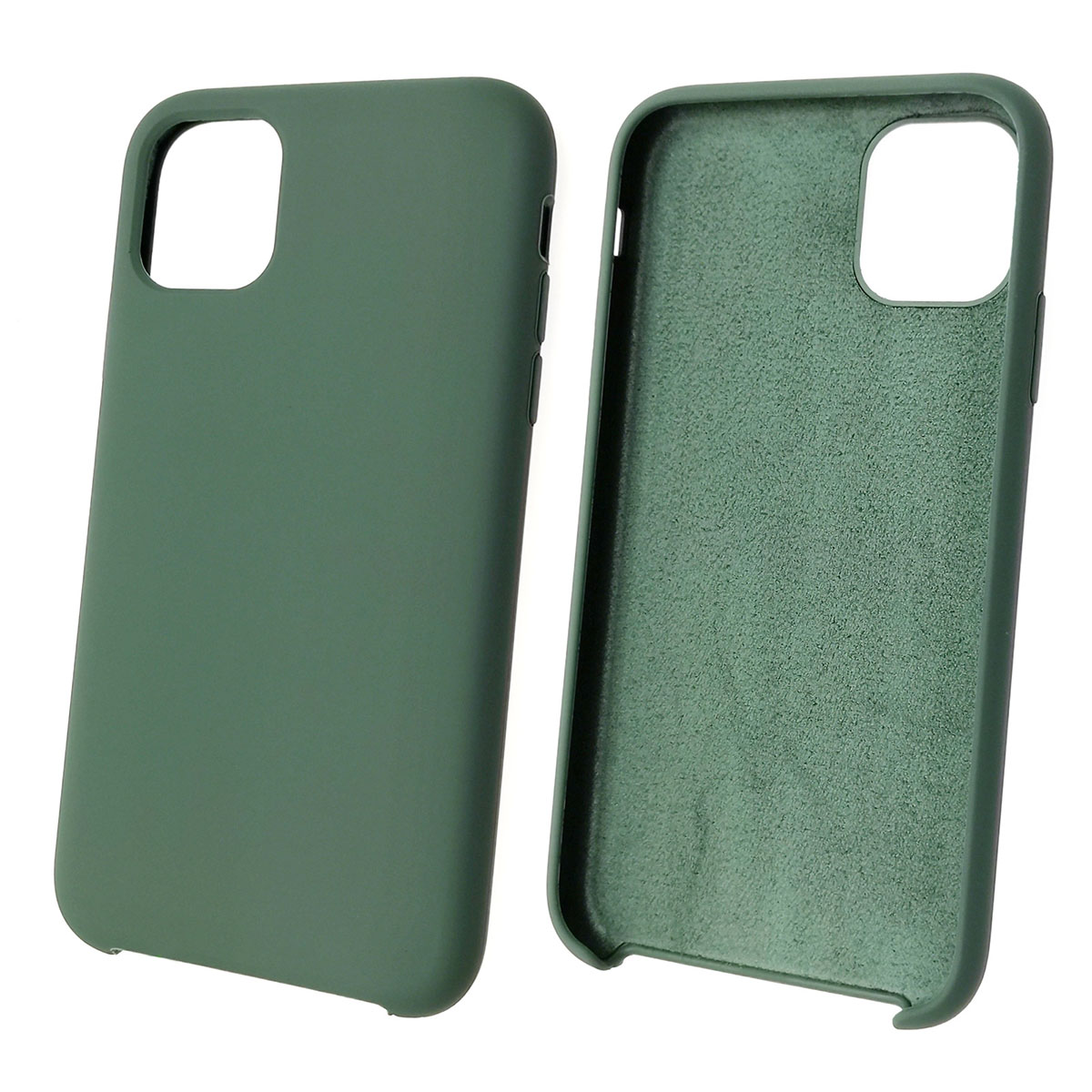 Чехол накладка Silicon Case для APPLE iPhone 11, силикон, бархат, цвет тихий зеленый