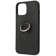 Чехол накладка RING для APPLE iPhone 12 Pro Max, силикон, кольцо держатель, цвет черный