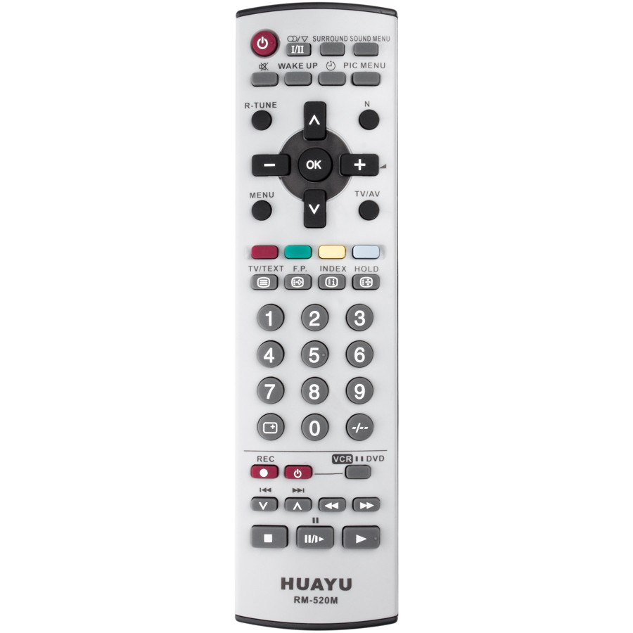 Пульт ДУ универсальный для PANASONIC RM-520M HUAYU подходит к следующим моделям: TNGE009, TNG10481, TNG2636, EUR648053, TC2185, RMAD-51, RM-054, EUR51916, EUR51973, EUR64750, TNQ10448, TNQ8E461-2, RM-038, EUR501325, EUR50708, EUR511000A, EUR641030A.