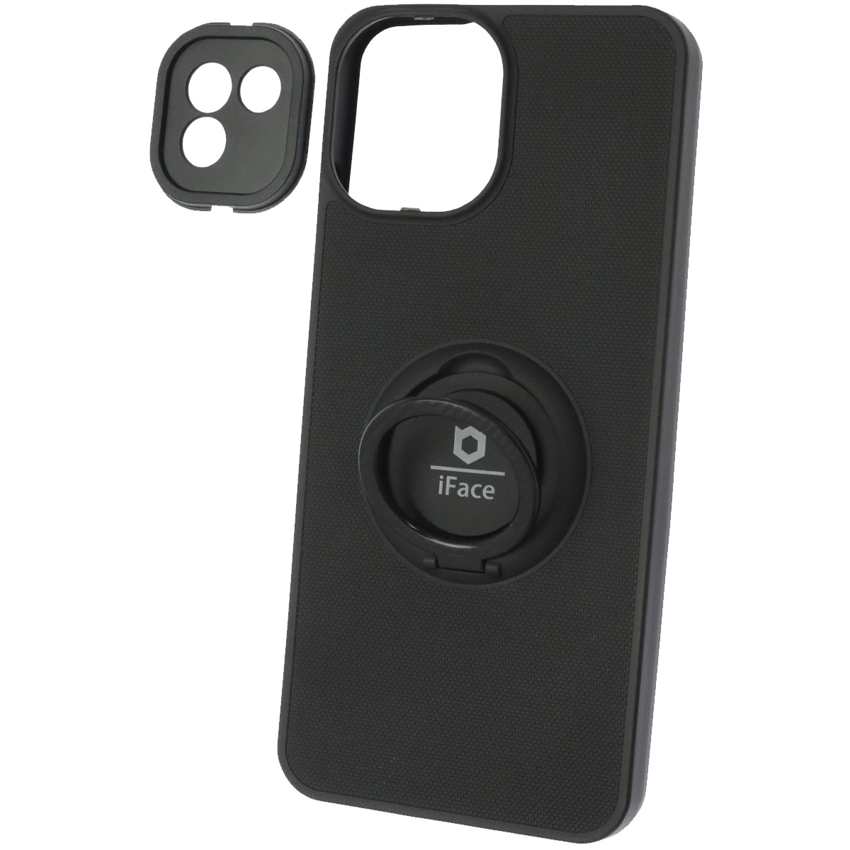 Чехол накладка iFace для SAMSUNG Galaxy A03 (SM-A035F), защита камеры, силикон, металл, кольцо держатель, цвет черный