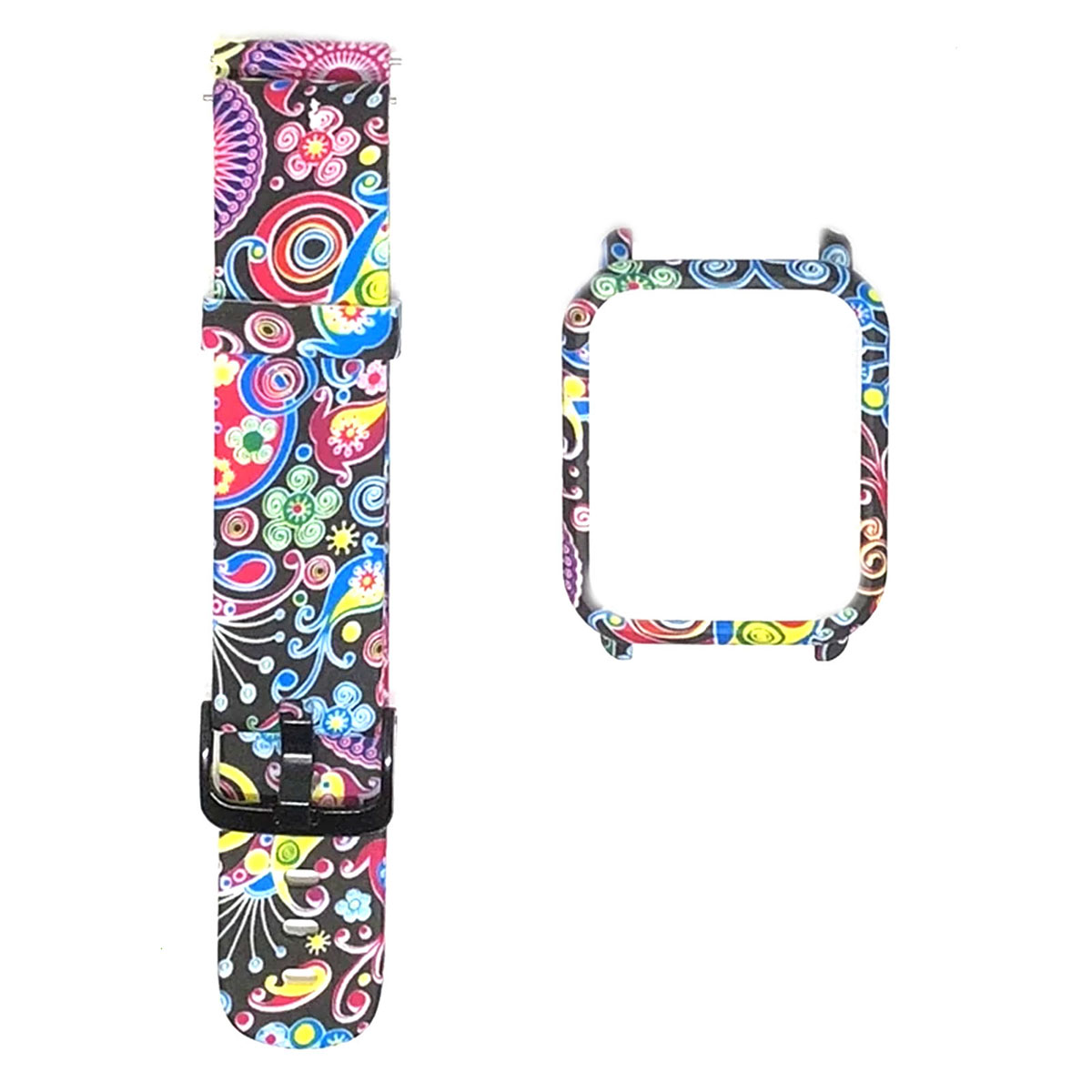 Ремешок для смарт часов и защитный чехол для Xiaomi Amazfit Bip, рисунок цветы