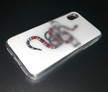 Чехол накладка для APPLE iPhone X, XS, силикон, рисунок Гуччи королевская змея.