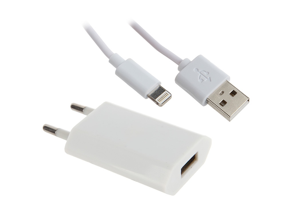 Сетевое зарядное устройство Olto (CCH-023), 1A, 1 USB, с кабелем Apple Lightning (8-pin), белый.