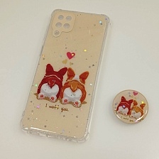 Чехол накладка для SAMSUNG Galaxy A12, M12 силикон, фактурный глянец, с поп сокетом, рисунок I Wuff You Чехол накладка для SAMSUNG Galaxy A12, M12 силикон, фактурный глянец, с поп сокетом, рисунок I Wuff You