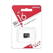 Карта памяти MicroSDHC 16GB SMARTBUY Class 10 UHS-I, без адаптера, цвет черный