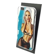 Чехол накладка для APPLE iPhone 6, iPhone 6G, iPhone 6S, силикон, блестки, рисунок Задумчивая девушка