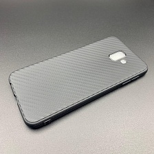 Чехол накладка для SAMSUNG Galaxy J6 Plus (SM-J610), силикон, карбон, цвет черный.