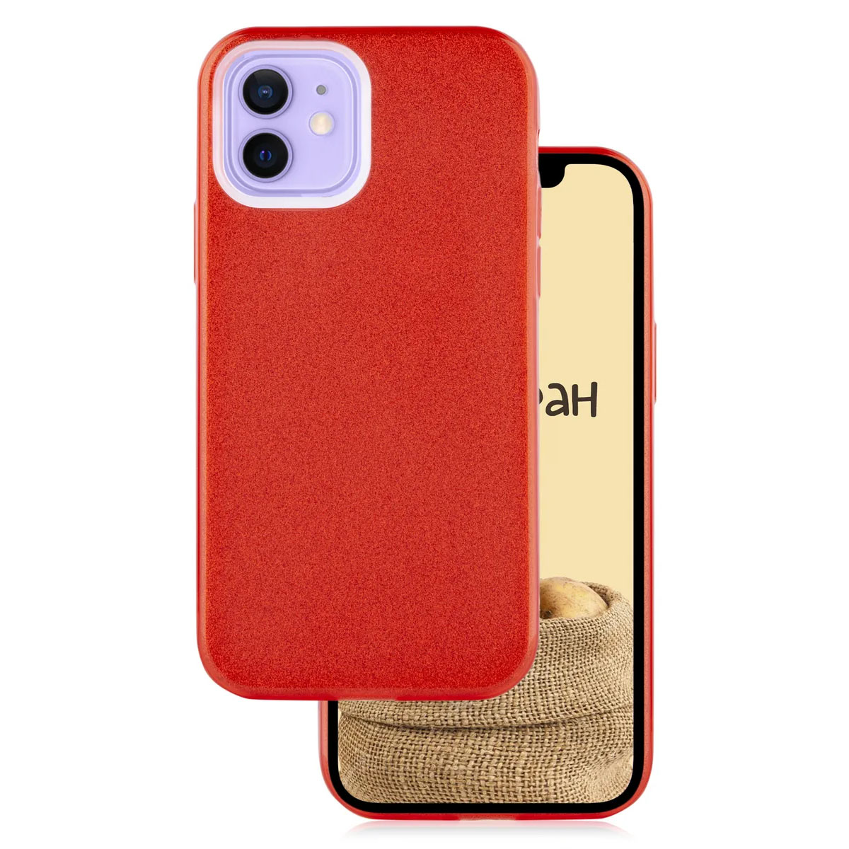 Чехол накладка Shine для APPLE iPhone 12 (6.1"), iPhone 12 Pro (6.1"), силикон, блестки, цвет красный
