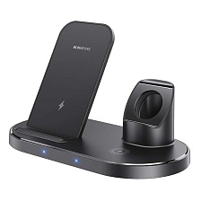 Беспроводное зарядное устройство BOROFONE BQ10 Wise source 3-in-1, 2A, черный (распродажа -50%)