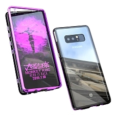 Чехол магнитный для SAMSUNG Galaxy S10E (SM-970), закаленное стекло, металл, цвет черно прозрачный.
