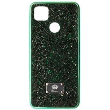 Чехол накладка Queen для XIAOMI Redmi 9C, Redmi 10A, силикон, стразы, цвет зеленый